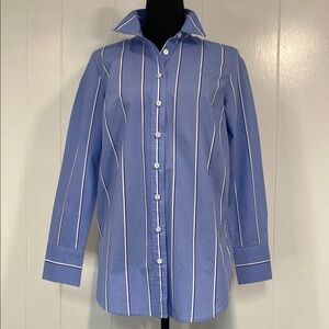 Talbots Shirt | Button Down | Stripe | Prep | 100% Cotton | Blue White | Size XS